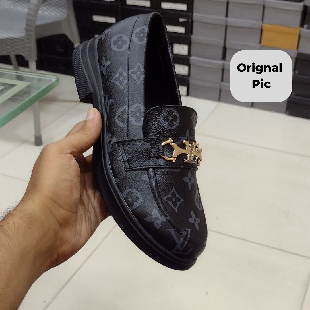 Women’s Classic Loafers with Gold Metallic Buckle