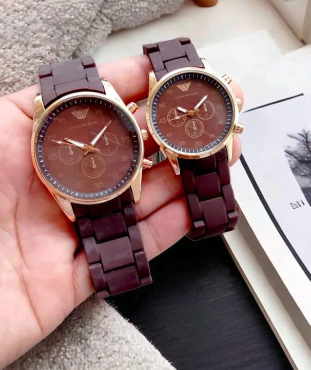 Elegant Couple Watch Set | Matching Men’s & Women’s Wristwatches | Stylish Analog Timepieces for Couples – 2 Pc Gift Set black colour
